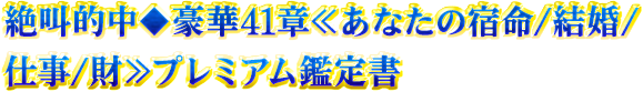 絶叫的中◆豪華41章≪あなたの宿命/結婚/仕事/財≫プレミアム鑑定書 絶叫的中◆豪華41章≪あなたの宿命/結婚/仕事/財≫プレミアム鑑定書