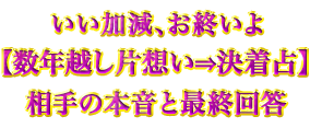 いい加減、お終いよ【数年越し片想い⇒決着占】相手の本音と最終回答 いい加減、お終いよ【数年越し片想い⇒決着占】相手の本音と最終回答